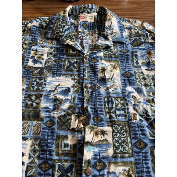 Hilo Hattie Hawaiian Original blue short sleeved button front collar size 3XL - Picture 5 of 5